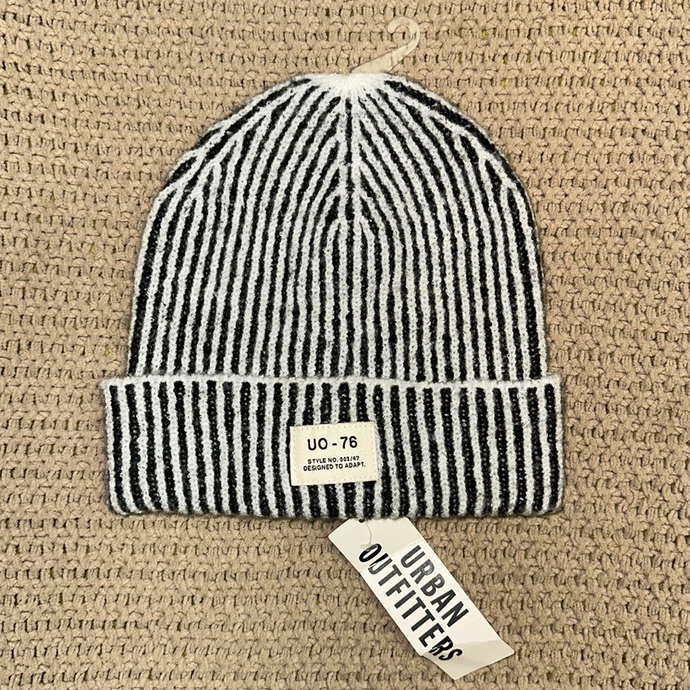 Urban Outfitters Black/White UO-76 Plaited Knit Beanie